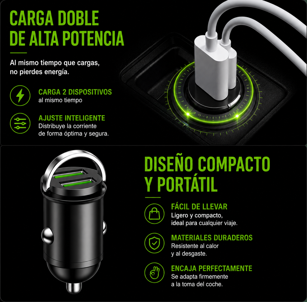 VEYTRON PowerCharge Pro™ – Cargador USB-C 100W para Coche