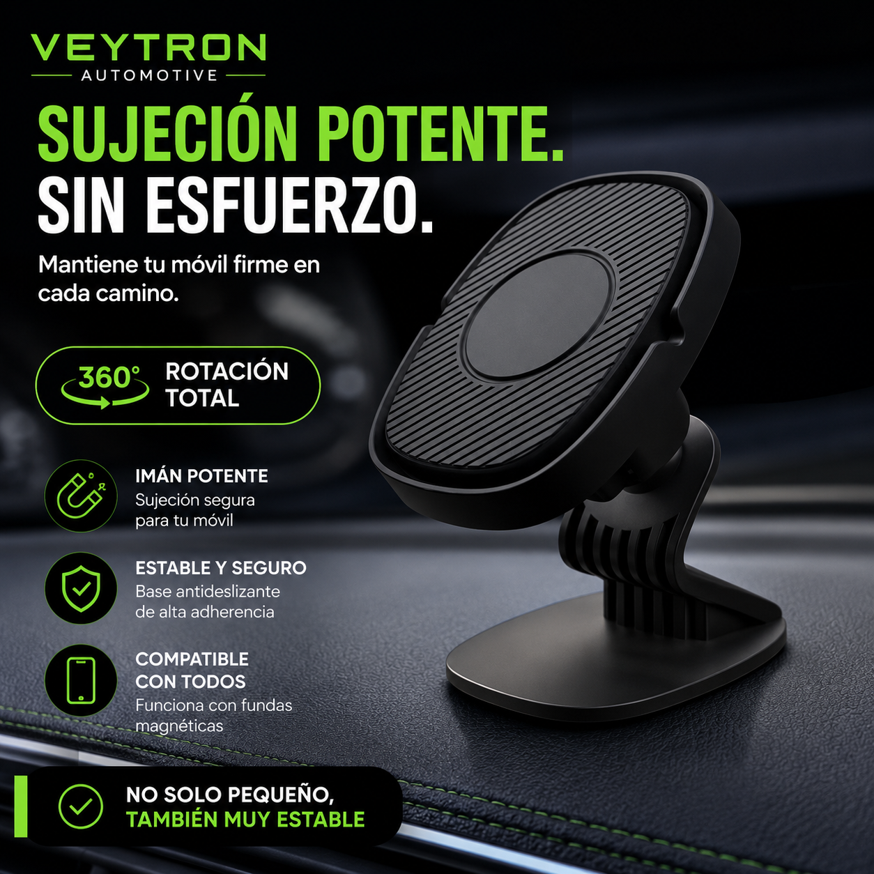 VEYTRON MagHold Pro™ – Soporte Magnético para Móvil de Coche