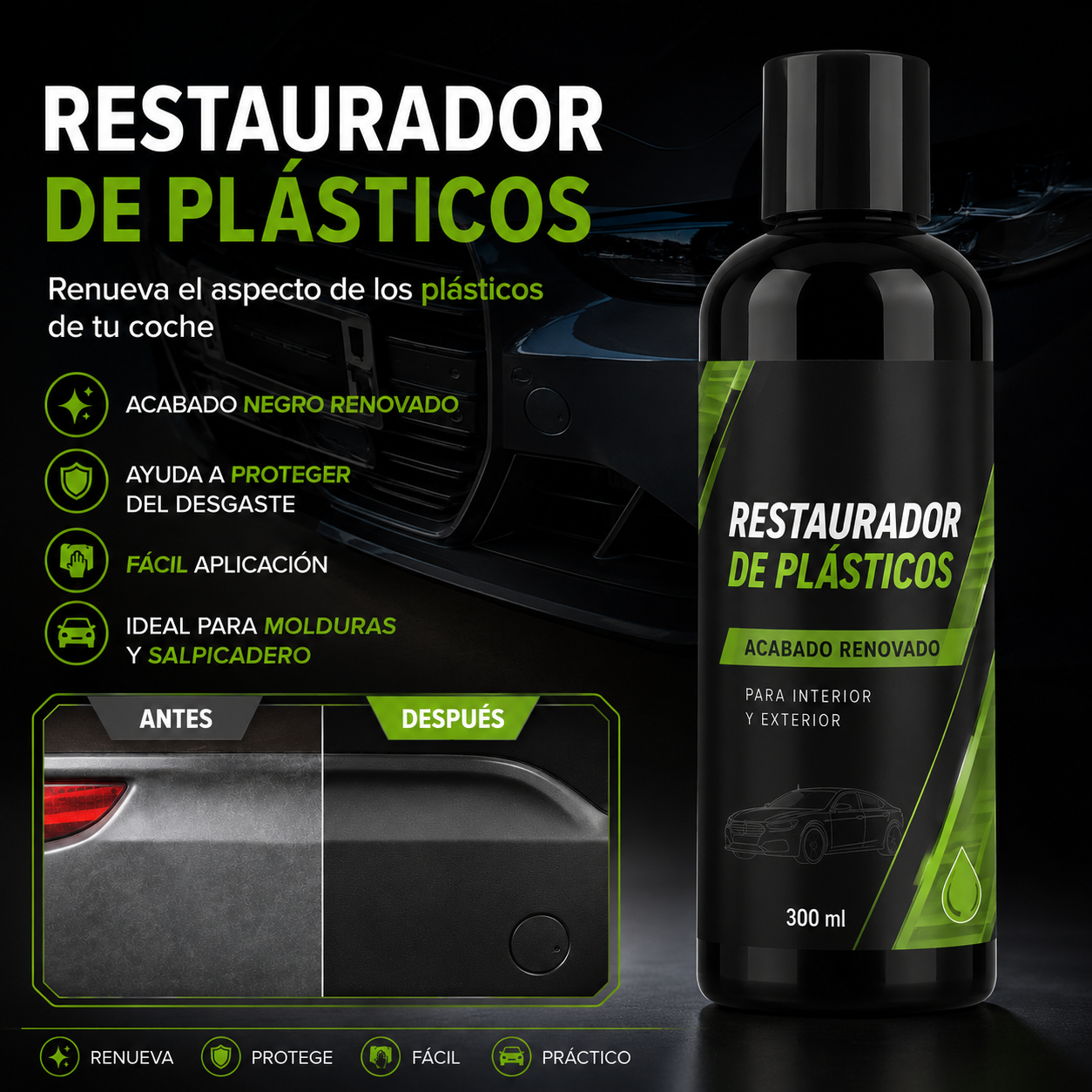 VEYTRON RestorePro™ — Restaurador de Plásticos para Coche