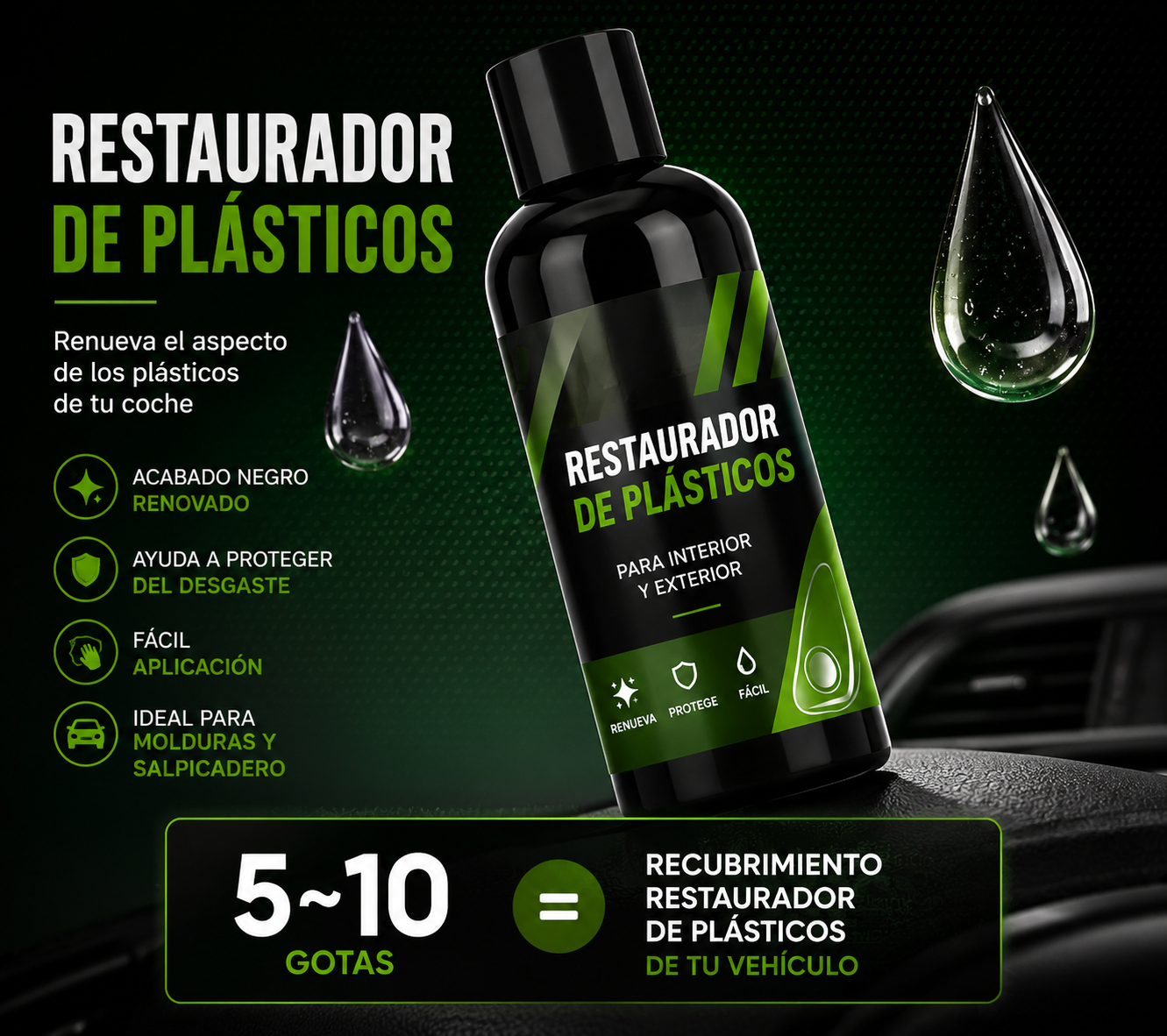 VEYTRON RestorePro™ — Restaurador de Plásticos para Coche