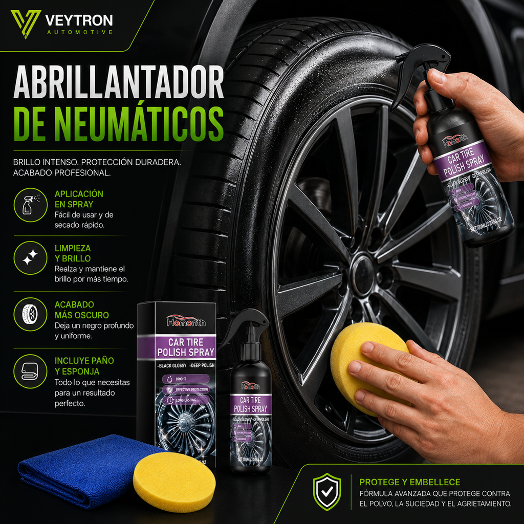 VEYTRON TireShine Pro™ — Abrillantador de Neumáticos para Coche