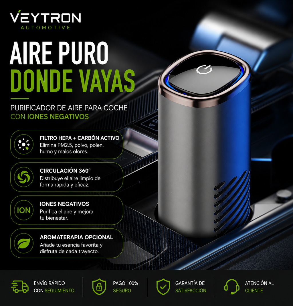 VEYTRON PureAir Pro – Purificador de Aire para Coche