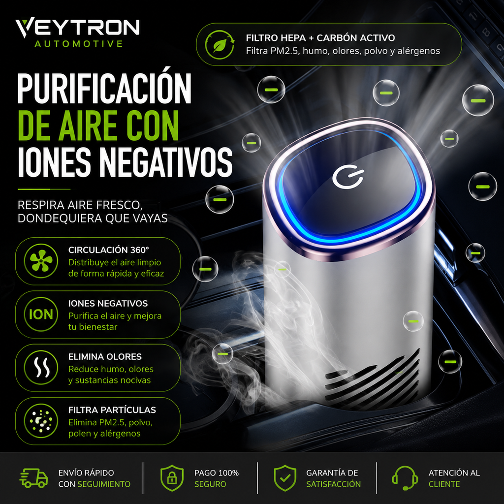 VEYTRON PureAir Pro – Purificador de Aire para Coche