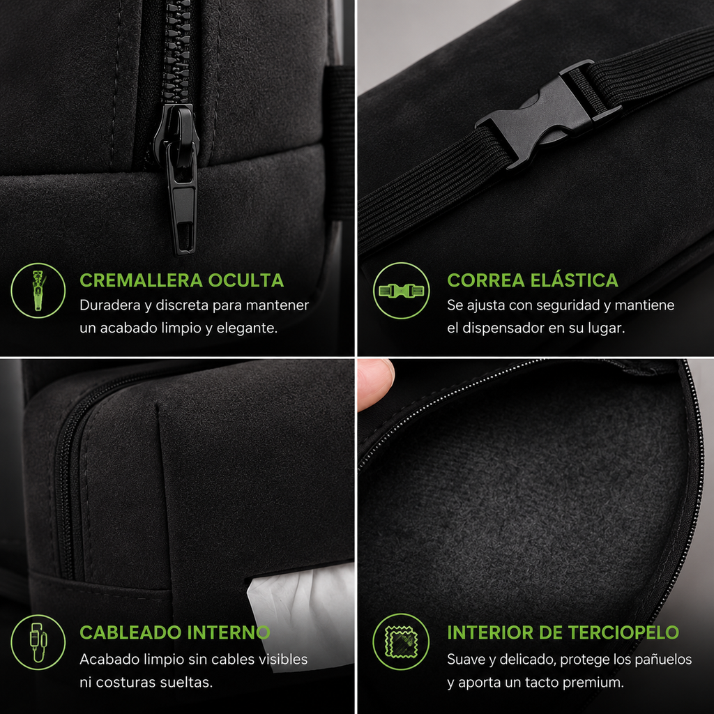VEYTRON TissueBox Pro™ | Dispensador Premium de Pañuelos para Coche