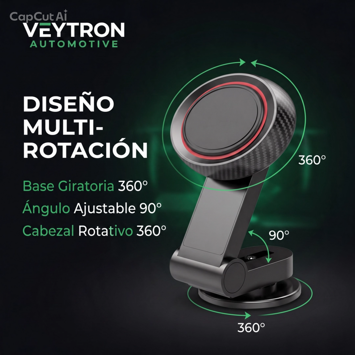 VEYTRON MagFold Pro™ – Soporte magnético plegable 360° para coche