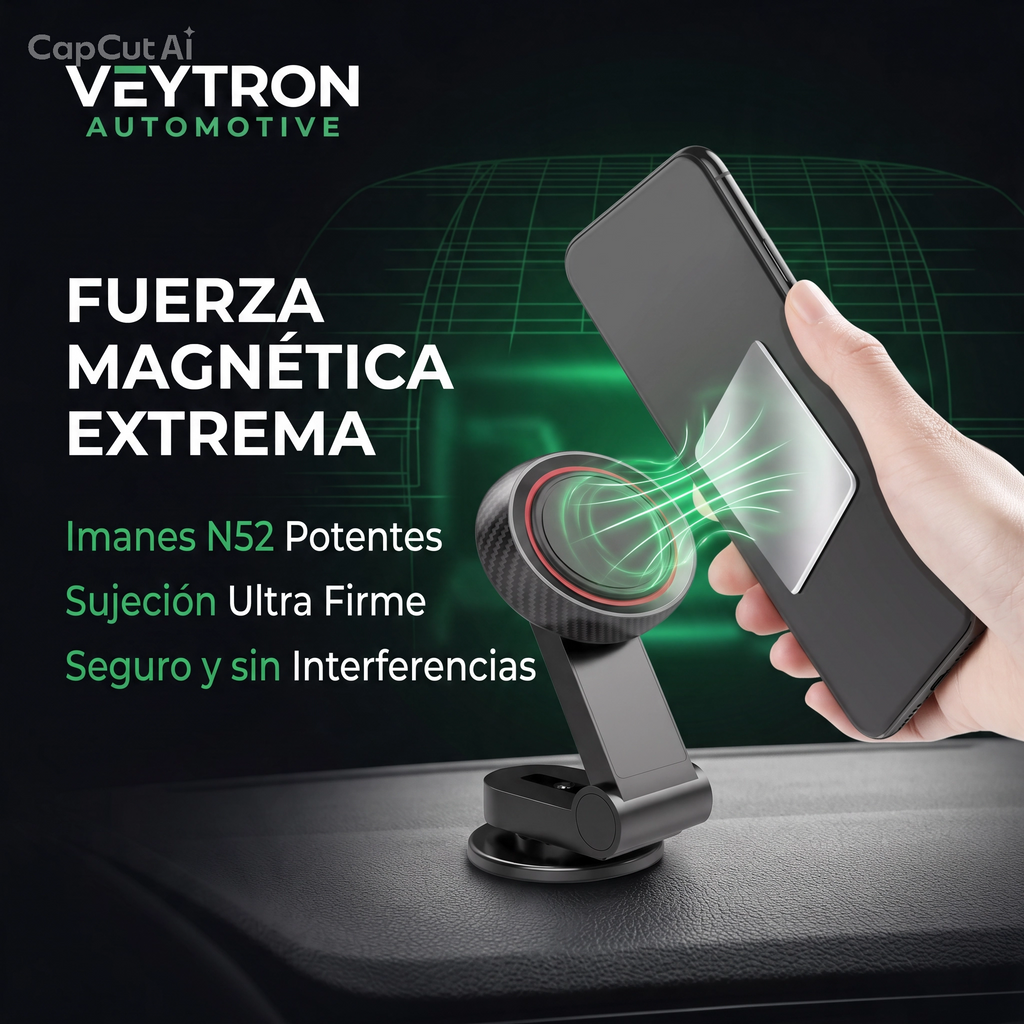 VEYTRON MagFold Pro™ – Soporte magnético plegable 360° para coche