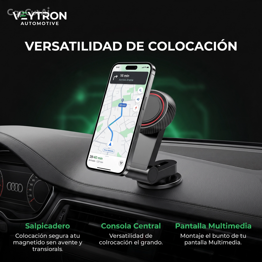 VEYTRON MagFold Pro™ – Soporte magnético plegable 360° para coche