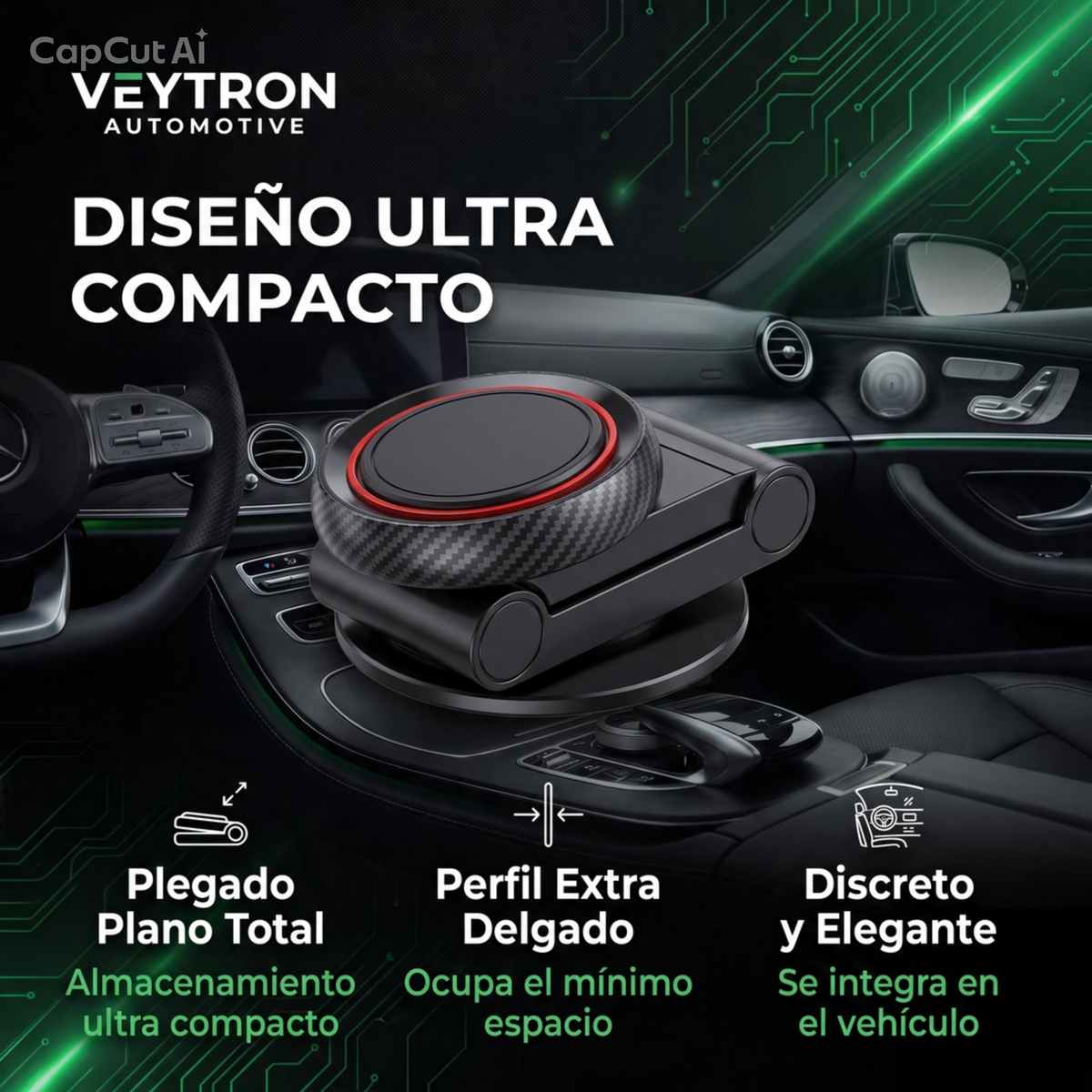 VEYTRON MagFold Pro™ – Soporte magnético plegable 360° para coche