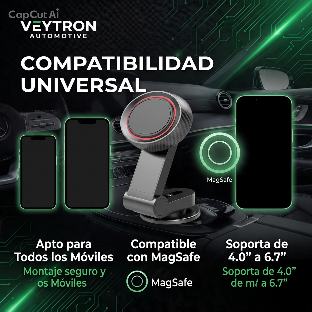 VEYTRON MagFold Pro™ – Soporte magnético plegable 360° para coche