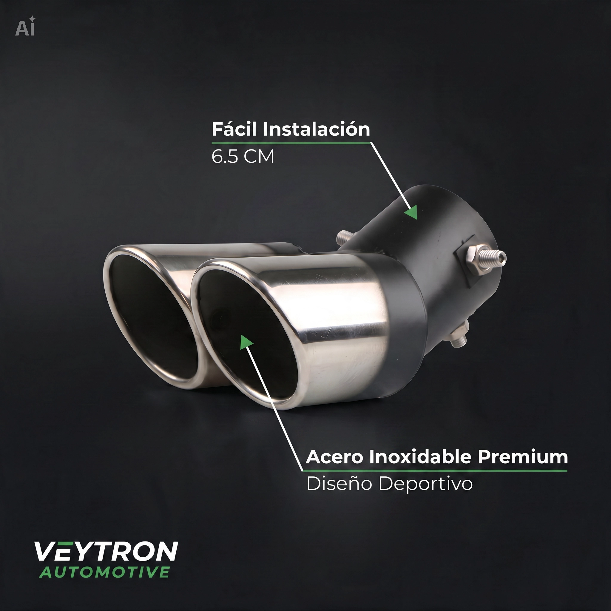 VEYTRON DualExhaust Pro™ – Embellecedor doble para tubo de escape