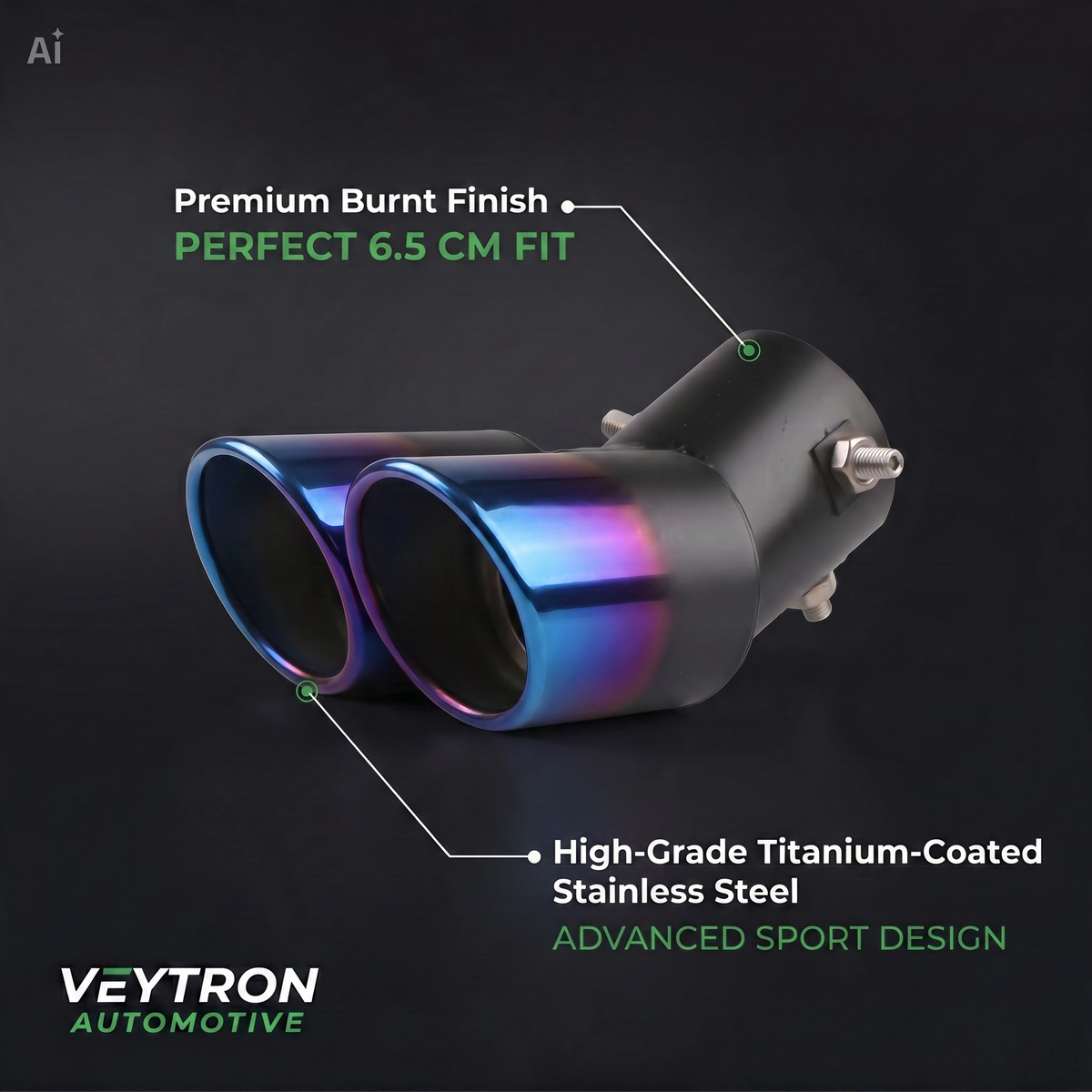 VEYTRON DualExhaust Pro™ – Embellecedor doble para tubo de escape