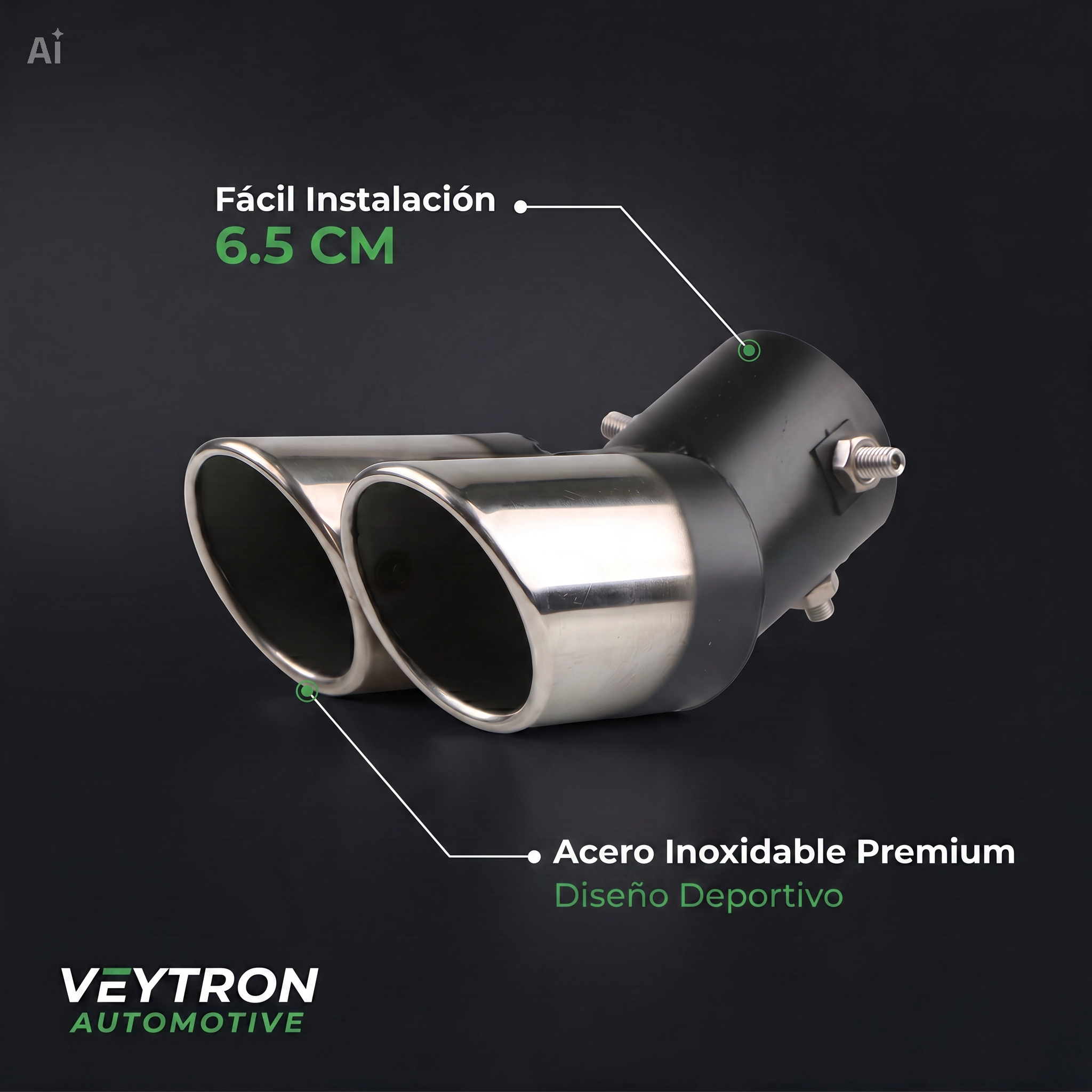 VEYTRON DualExhaust Pro™ – Embellecedor doble para tubo de escape