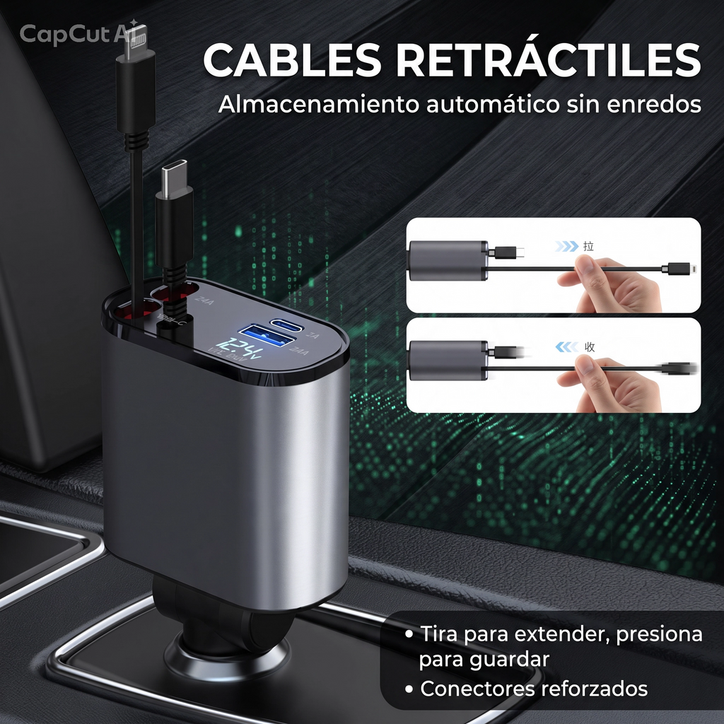 VEYTRON ChargeMetal 100™ – Cargador metálico de 100 W para coche