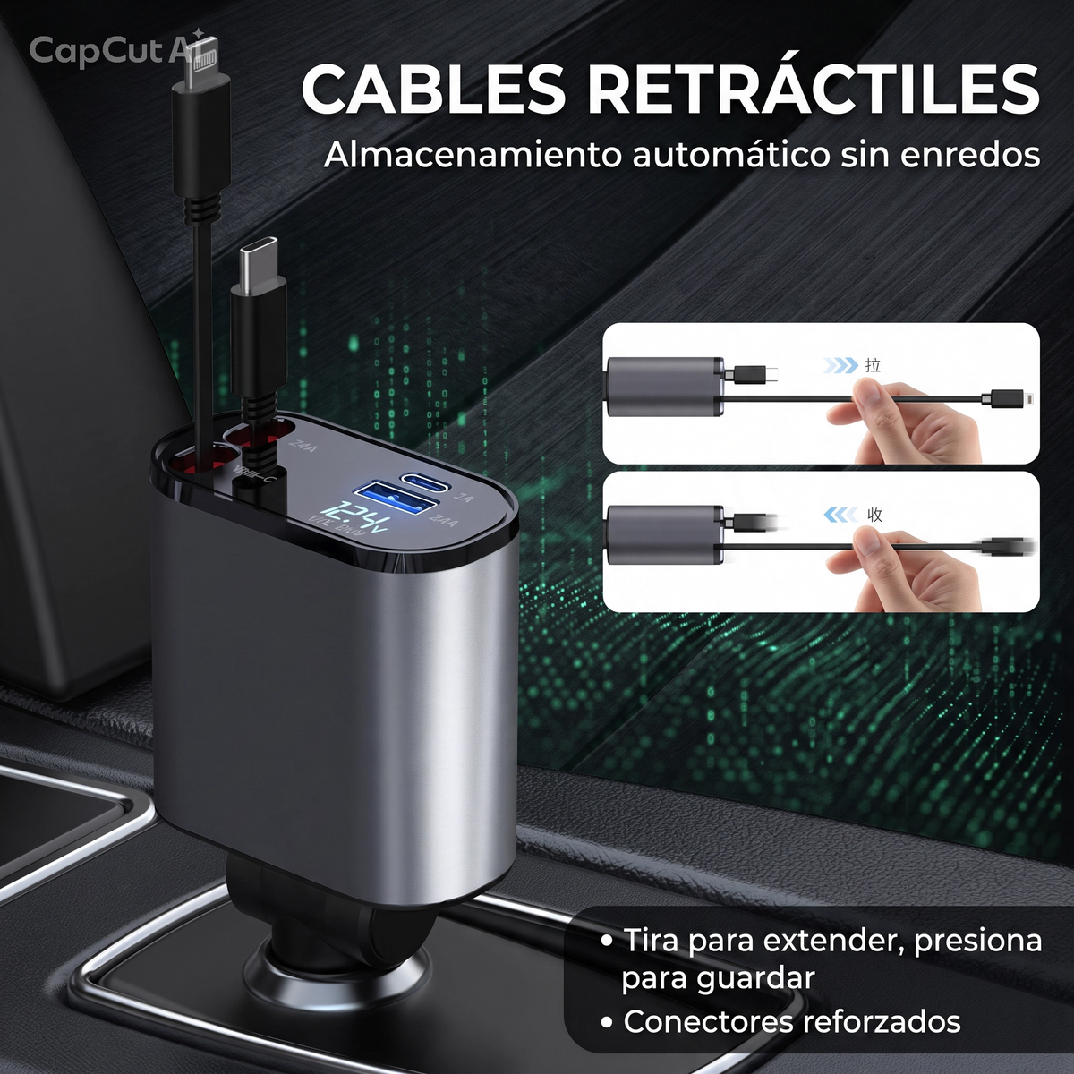 VEYTRON ChargeMetal 100™ – Cargador metálico de 100 W para coche