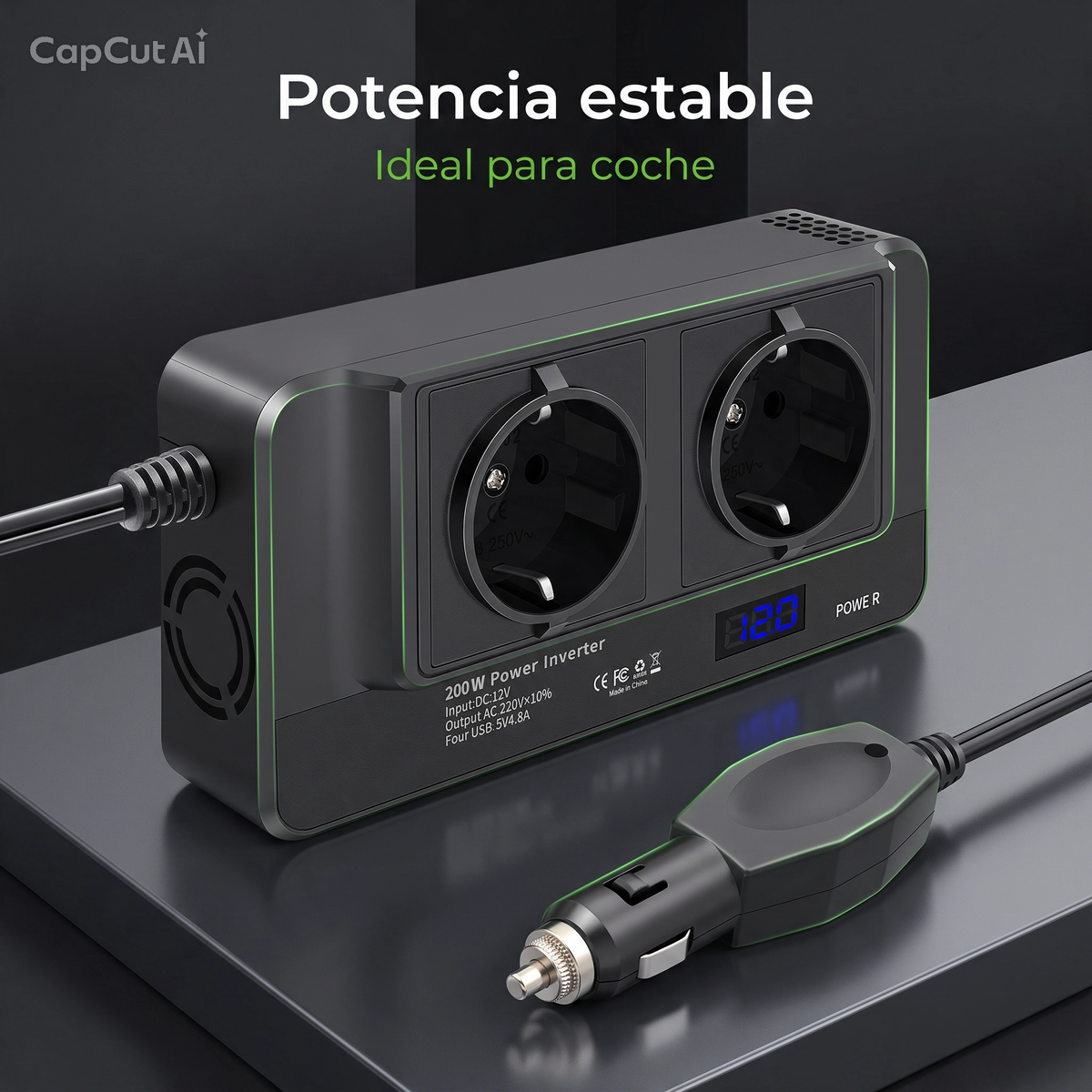 VEYTRON PowerInvert 200™ – Inversor de corriente 200 W para coche