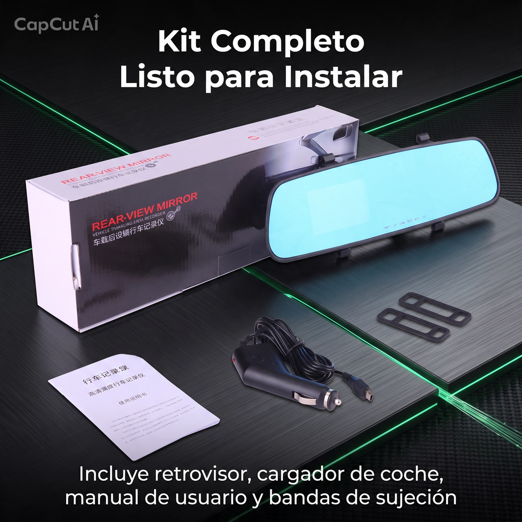 VEYTRON MirrorCam Pro™ – Cámara retrovisor 1080p para coche