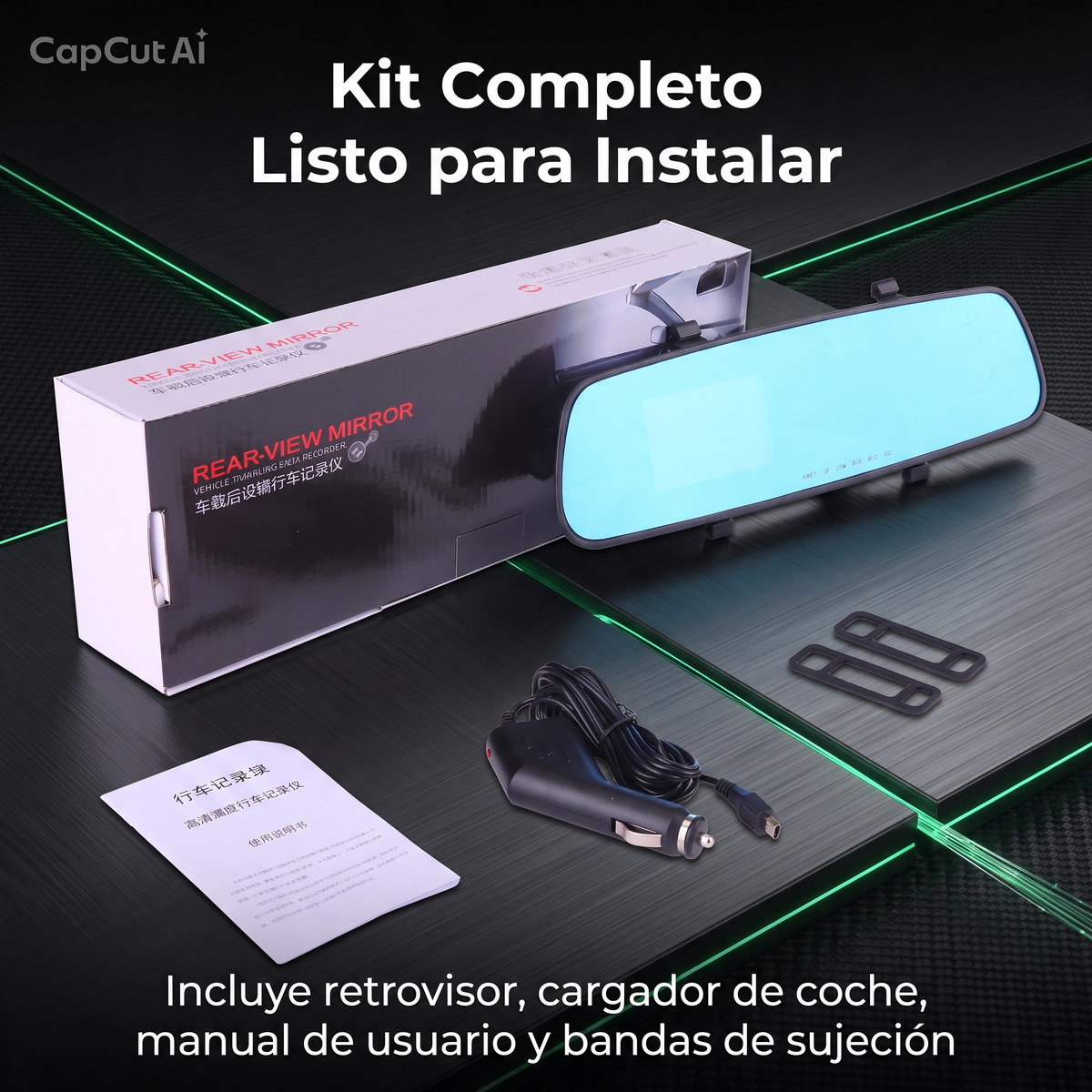 VEYTRON MirrorCam Pro™ – Cámara retrovisor 1080p para coche