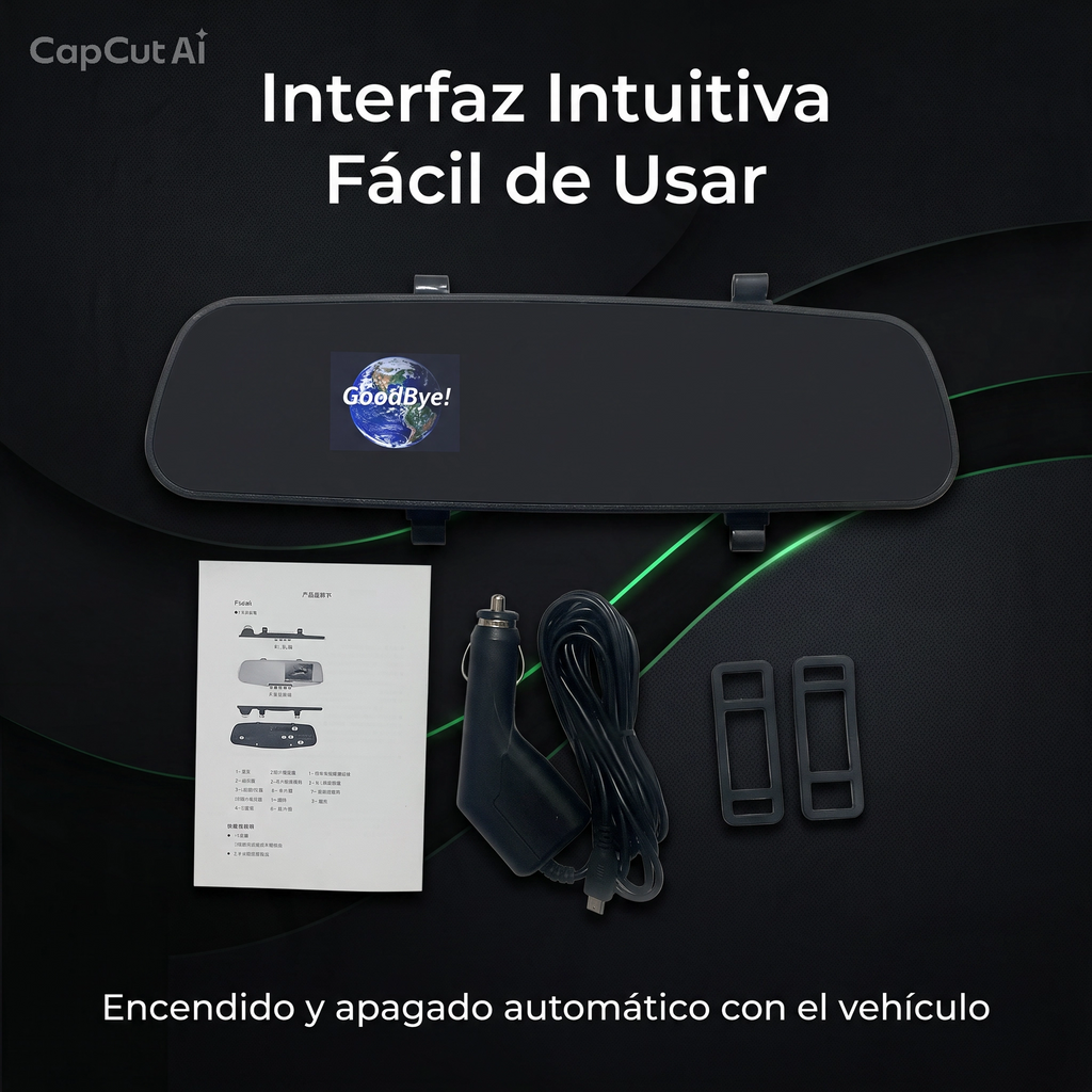 VEYTRON MirrorCam Pro™ – Cámara retrovisor 1080p para coche